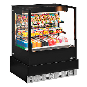 Vitrine Refrigerada Aberta Dupla Função Linha Conveniência Gourmet Full Glass GGEA-100 PR c/ Iluminação LED Perimetral - Gelopar