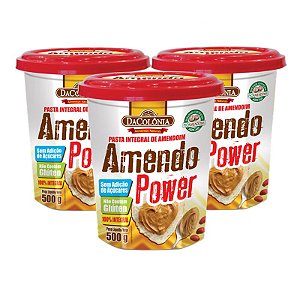 Kit 03 un de Pasta Integral de Amendoim Amendo Power 500g