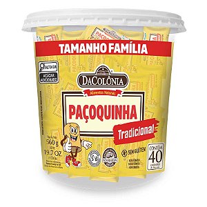 Paçoca Rolha Tradicional Pote com 40 unidades - 560g