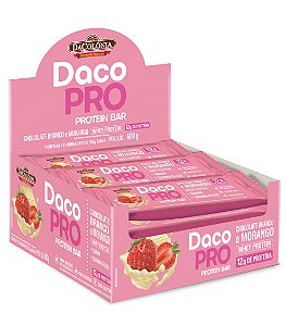 Barra DacoPro Protein Bar Chocolate Branco e Morango 600g (Display 12 unid)