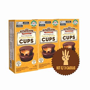 Peanut Butter Cups - Chocolate ao Leite com recheio de creme de amendoim - Kit c/ 3 und de 46g