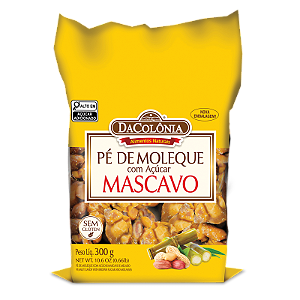 PÉ DE MOLEQUE COM AÇÚCAR MASCAVO E MELADO 300g