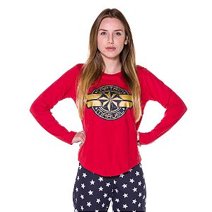 Pijama Feminino Adulto Captain Marvel