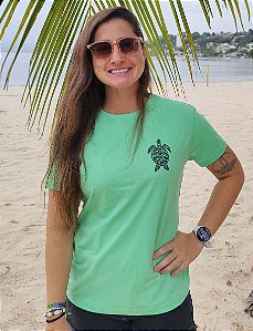Camiseta 100% algodão Tartaruga Verde Menta