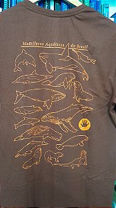 Camiseta 100% algodão Mamiferos Aquáticos Marrom