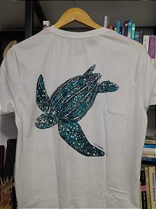 Camiseta UNISSEX ,100% algodão OFF WHITE , TARTARUGA-DE-COURO , multi-telas