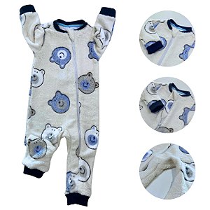Macacão com zíper Soft Fleece Ursinho Pimpão 1, 2 e 3 anos