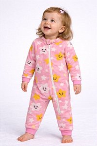 Macacão com zíper Soft Estrela Feliz 1, 2 e 3 anos