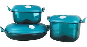 TUPPERWARE CRISTAL POP AZUL KIT 3 PEÇAS