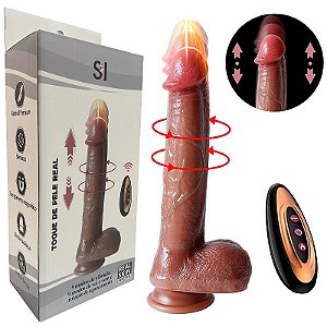Pênis Realístico em Silicone Líquido com Vai e Vem / Rotativo e Aquecimento - 22,0 x 4,2cm