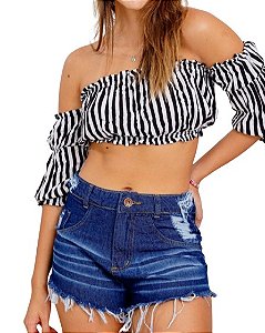 Short Jeans Feminino Cintura Alta