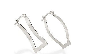 BRINCO ARGOLA ROMMANEL RHODIUM RETANGULAR TORCIDO 120184