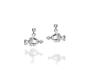 BRINCO ROMMANEL RHODIUM FORMATO PEIXE COM CRISTAL 121136