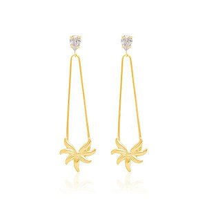 BRINCO ROMMANEL DOURADO FLOR COM ZIRCÔNIA 525954-00-06