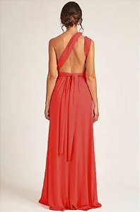 VESTIDO LONGO MULTIFORMAS CORAL