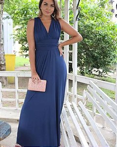 VESTIDO LONGO MULTIFORMAS AZUL MARINHO