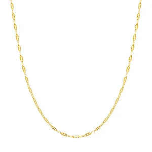 CORDÃO ROMMANEL DOURADO FIO COM PEÇAS NAVETES COM DETALHES BATIDOS - 50 CM - 531298
