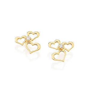 BRINCO ROMMANEL DOURADO CORAÇÃO VAZADO COM ZIRCNÔNIA – 525569