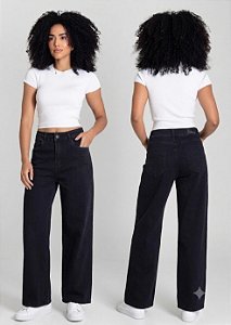 CALÇA JEANS SAWARY WIDE LEG PRETA EY