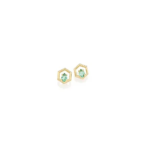 BRINCO ROMMANEL DOURADO HEXÁGONO COM CRISTAL VERDE – 525417-32