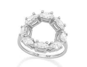 MAXI ANEL ROMMANEL RHODIUM COM ZIRCONIAS EM CIRCULO 110682