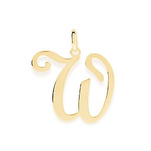 PINGENTE ROMMANEL DOURADO LETRA LISA DESENHADA 540675 – Letra W