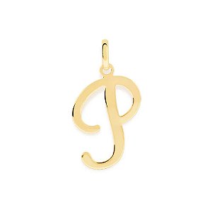 PINGENTE ROMMANEL DOURADO LETRA LISA DESENHADA 540675 – Letra P