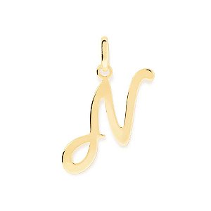 PINGENTE ROMMANEL DOURADO LETRA LISA DESENHADA 540675 – Letra N