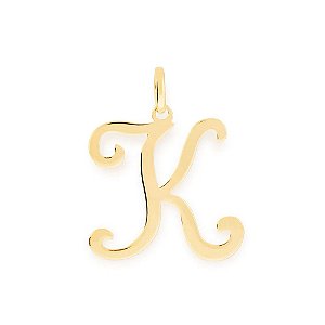 PINGENTE ROMMANEL DOURADO LETRA LISA DESENHADA 540675 – Letra K