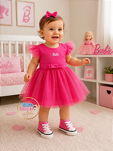 Vestido Bebê e Infantil Barbie-Sob Encomenda