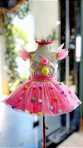 Vestido Infantil Circo Rosa-Sob Encomenda