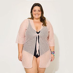 Saída de Praia Ticiane Plus Size Rosa