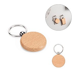 Chaveiro Redondo em Madeira Personalizado – Packs a partir de 100 un.