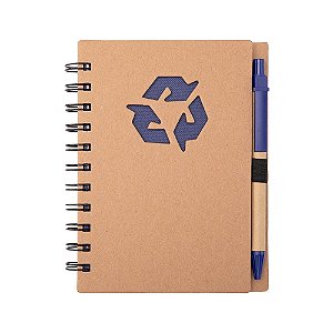 Caderno Kraft Capa Dura Reciclagem com Caneta Personalizado – Packs a partir de 50 un.