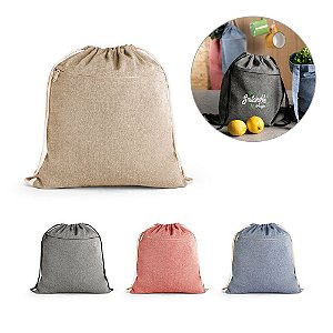 Mochila Saco Reciclada com Bolso Frontal Personalizada – Packs a partir de 50 un.