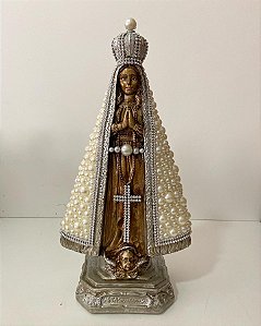 Imagem de Nossa Senhora Aparecida 33cm com pérolas