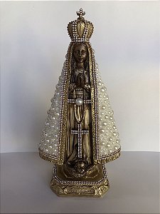 Imagem de Nossa Senhora Aparecida 33cm com pérolas
