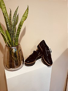 DELOTTO Sapato Oxford preto verniz tamanho 39 - Second Hand / Brecho