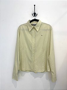 Lacoste camisa verde limão com listras M - Second Hand / Brecho