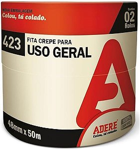Kit com 2 Fita Crepe Larga USO Geral e Pintura 48MM X 50M Adere