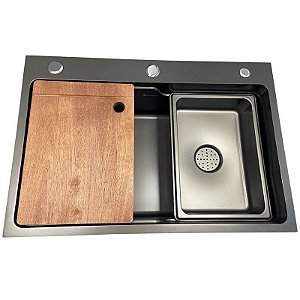 CUBA DE ACO INOX 201-0940-680X460X220MM ESPESSURA 0.8MM ACABAMENTO COR PRETO