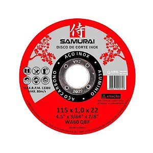 DISCO DE CORTE INOX SAMURAI