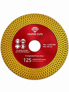 DISCO DE CORTE DIAMANTADO FASTER CUTS VERMELHO PARA PORCELANATO 125X20X22.23MM