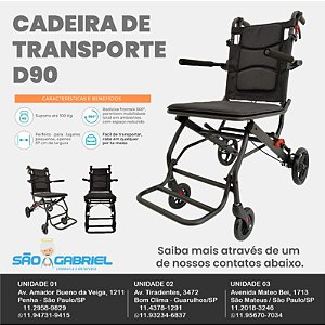 Cadeira de Rodas D90 Transporte até 100 Kg Dellamed