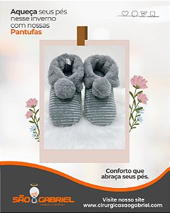 Pantufa Bota Nuvem Cinza com solado Stuf