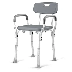 Banco para Banho Com Encosto e Apoio de Braço Regulagem de Altura até 130 kg Hidrolight SC202