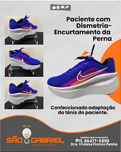 Tênis com compensação e correção para dismetria 3,5cm