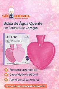 Bolsa De Água Quente Com Capa Heart Shape 950ml Uniqcare