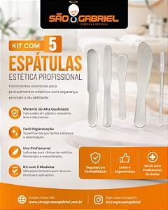 Kit Com 5 Espátulas Estek Creme Cera Estetica Profissiona Estek