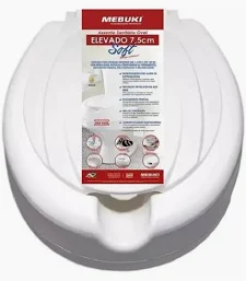 Assento Elevado de Vaso Sanitário Oval Soft Mebuki com Tampa - 7,5cm